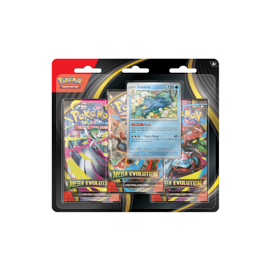 Pokemon TCG - Mega Evolution 3 Pack Blister Golduck - Only at LinaLabo